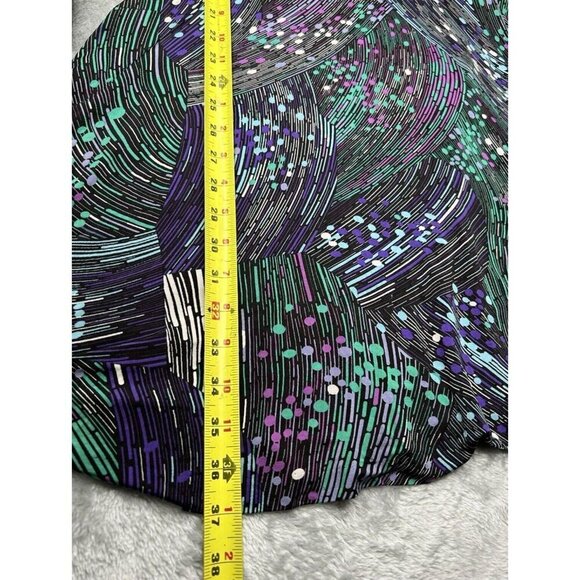 Cache Wrap Dress Medium Gold Buckle Black Geometric Print Stretch Classic Curvy - Picture 13 of 13